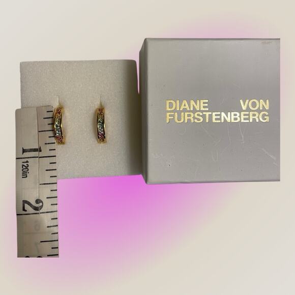 Diane Von Furstenberg DVF Multicolor Swarovski Toggle Necklace Earrings Set NWT - Picture 5 of 13